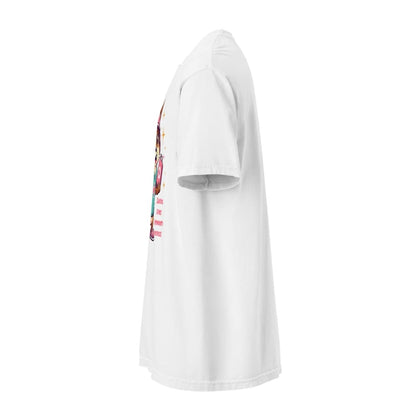 Cute squirrel nurse cartoon in scrubs, pink cap, and headset holding a softball and medical kit with the phrase “Saving Lives Between Innings” — printed on a heavyweight cotton t-shirt