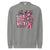 Gray sweatshirt with a pink panther graphic and 'Cool Mom Club President' text on a white background