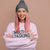 Sweatshirt design with text “Multitasking Is My Love Language” in colorful pastel blocks and checkboxes, printed on vintage-style cotton fleece.