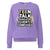 Purple sweatshirt with text 'TEEN TALK TRANSLATOR FLUENTLY CONFUSED' on a white background