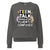 Gray sweatshirt with colorful text design on a white background