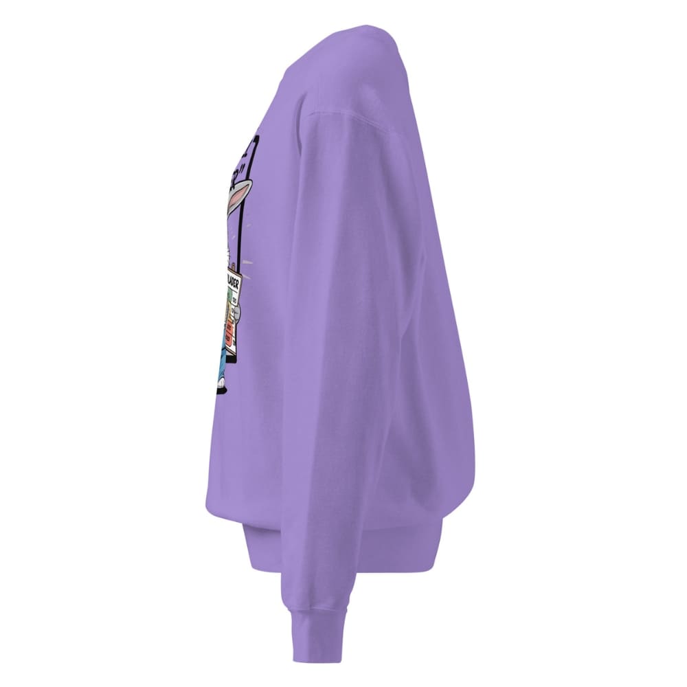 Purple sweatshirt with patches on a white background
