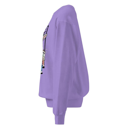 Purple sweatshirt with patches on a white background