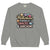 Sweatshirt design with text “Motherhood. Powered by Snacks & Sarcasm.” featuring colorful macarons and a steaming coffee cup on vintage-washed cotton fleece.