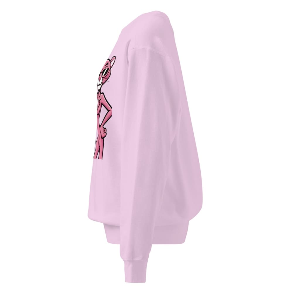 Pink sweatshirt with a graphic design on a white background