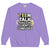 Purple sweatshirt with 'Teen Talk Translator Fluently Confused' text design on a white background