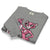 Folded gray sweatshirt with Pink Panther graphic on a white background