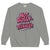 Gray sweatshirt with colorful text 'Not Bossy Just Raising a Teenager' on a white background