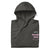 Funny embroidered nurse hoodie with pastel text saying 