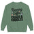 Green sweatshirt with text 'Running on Coffee, Chaos & Cuddles' on a white background