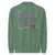 Fueled by Chalk & Dreams printed design on a vintage-style garment-dyed sweatshirt with chalkboard illustration – soft fleece ideal for teachers