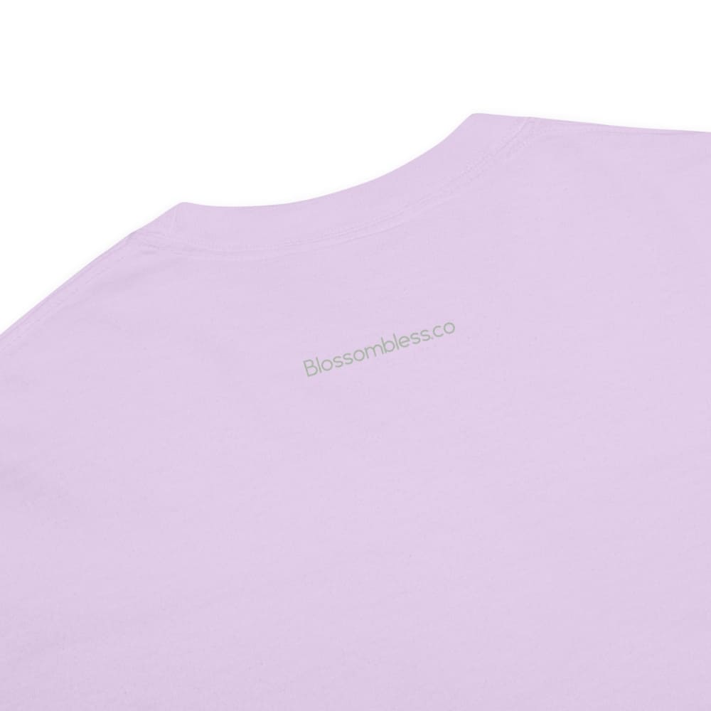 Light purple fabric with 'blossombless.co' logo on a white background
