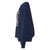 Navy blue sweatshirt with colorful text on the back against a white background