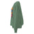 Green sweatshirt with colorful text on the sleeve against a white background