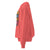 Red sweatshirt with colorful text design on a white background