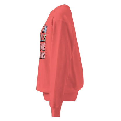 Red sweatshirt with text on the back on a white background