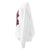 White sweatshirt with colorful graphic on the sleeve against a white background