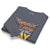“Mommin' Ain’t Easy But I Slay” retro-style DTG printed design in peach, blue, and yellow on vintage garment-dyed fleece sweatshirt