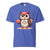 Cute cartoon owl cheerleader holding a pom-pom and clipboard, wearing a red cap with the quote “Behind Every Great Swing Is a Loud Mom” – featured on garment-dyed heavyweight cotton tee