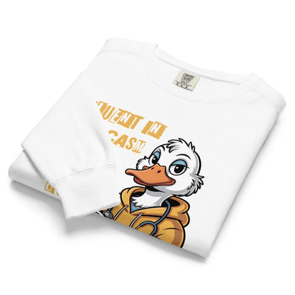 White t-shirt with cartoon duck design and text 'Duckin' in Cash' on a white background