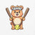 Cartoon bear holding softball bats and ball wearing a visor labeled “Softball” – printed on garment-dyed heavyweight t-shirt for sporty moms