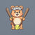 Cartoon bear holding softball bats and ball wearing a visor labeled “Softball” – printed on garment-dyed heavyweight t-shirt for sporty moms