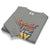 “Mommin' Ain’t Easy But I Slay” retro-style DTG printed design in peach, blue, and yellow on vintage garment-dyed fleece sweatshirt