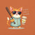 Cool cat with sunglasses holding a softball bat and coffee cup, beside text “Fueled by Coffee & Curveballs” – printed on soft heavyweight t-shirt for sporty moms