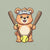 Cartoon bear holding softball bats and ball wearing a visor labeled “Softball” – printed on garment-dyed heavyweight t-shirt for sporty moms