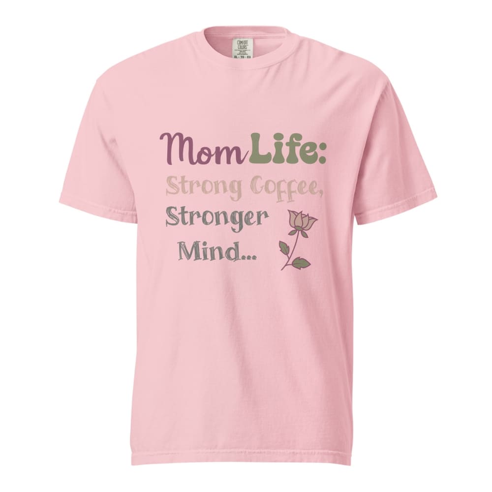 Mom Life: Strong Coffee, Stronger Mind” – Floral Typography T-Shirt for Moms | Relaxed Fit Cotton Tee
