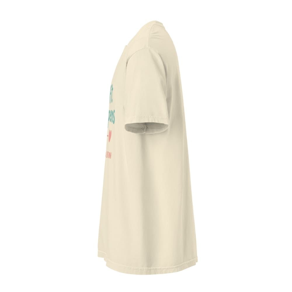 “Shift Happens – Nurse Edition” pastel text design printed on a thick garment-dyed cotton t-shirt, perfect for nurses and healthcare professionals with a sense of humor.