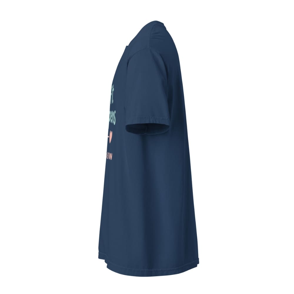 “Shift Happens – Nurse Edition” pastel text design printed on a thick garment-dyed cotton t-shirt, perfect for nurses and healthcare professionals with a sense of humor.