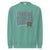 Fueled by Chalk & Dreams printed design on a vintage-style garment-dyed sweatshirt with chalkboard illustration – soft fleece ideal for teachers