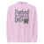 Fueled by Chalk & Dreams printed design on a vintage-style garment-dyed sweatshirt with chalkboard illustration – soft fleece ideal for teachers
