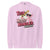 Pink sweatshirt with cartoon character and text 'Teen Mood Handler Certified' on a white background