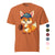 Cartoon fox with a baseball glove and blue cap reading “Míny” – printed on premium heavyweight cotton T-shirt for moms who love fun and comfort