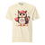 Cute cartoon owl cheerleader holding a pom-pom and clipboard, wearing a red cap with the quote “Behind Every Great Swing Is a Loud Mom” – featured on garment-dyed heavyweight cotton tee