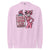 Pink sweatshirt with a cartoon pink panther character and 'Cool Mom Club President' text on a white background
