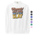 “Mommin' Ain’t Easy But I Slay” retro-style DTG printed design in peach, blue, and yellow on vintage garment-dyed fleece sweatshirt