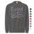 Fueled by Chalk & Dreams printed design on a vintage-style garment-dyed sweatshirt with chalkboard illustration – soft fleece ideal for teachers