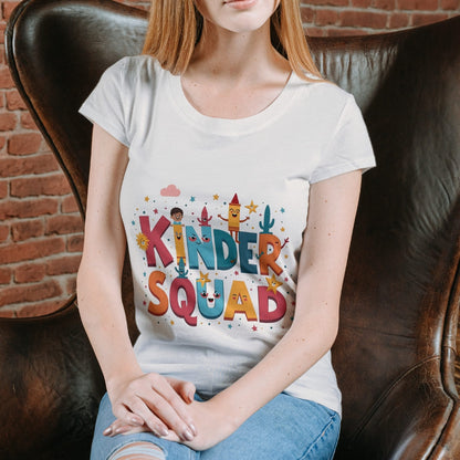 Kinder Squad T-Shirt – Colorful Kindergarten Teacher Shirt | Back to School Tee