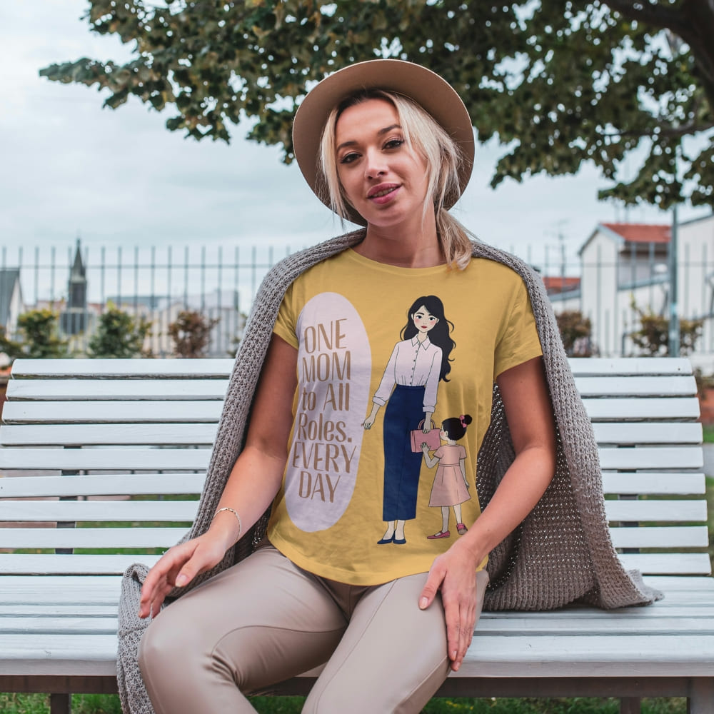 One Mom to All Roles T-Shirt – Empowering Everyday Mom Tee – Heavyweight Cotton
