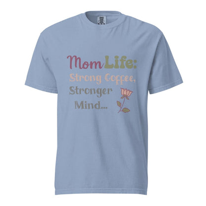 Mom Life: Strong Coffee, Stronger Mind” – Floral Typography T-Shirt for Moms | Relaxed Fit Cotton Tee