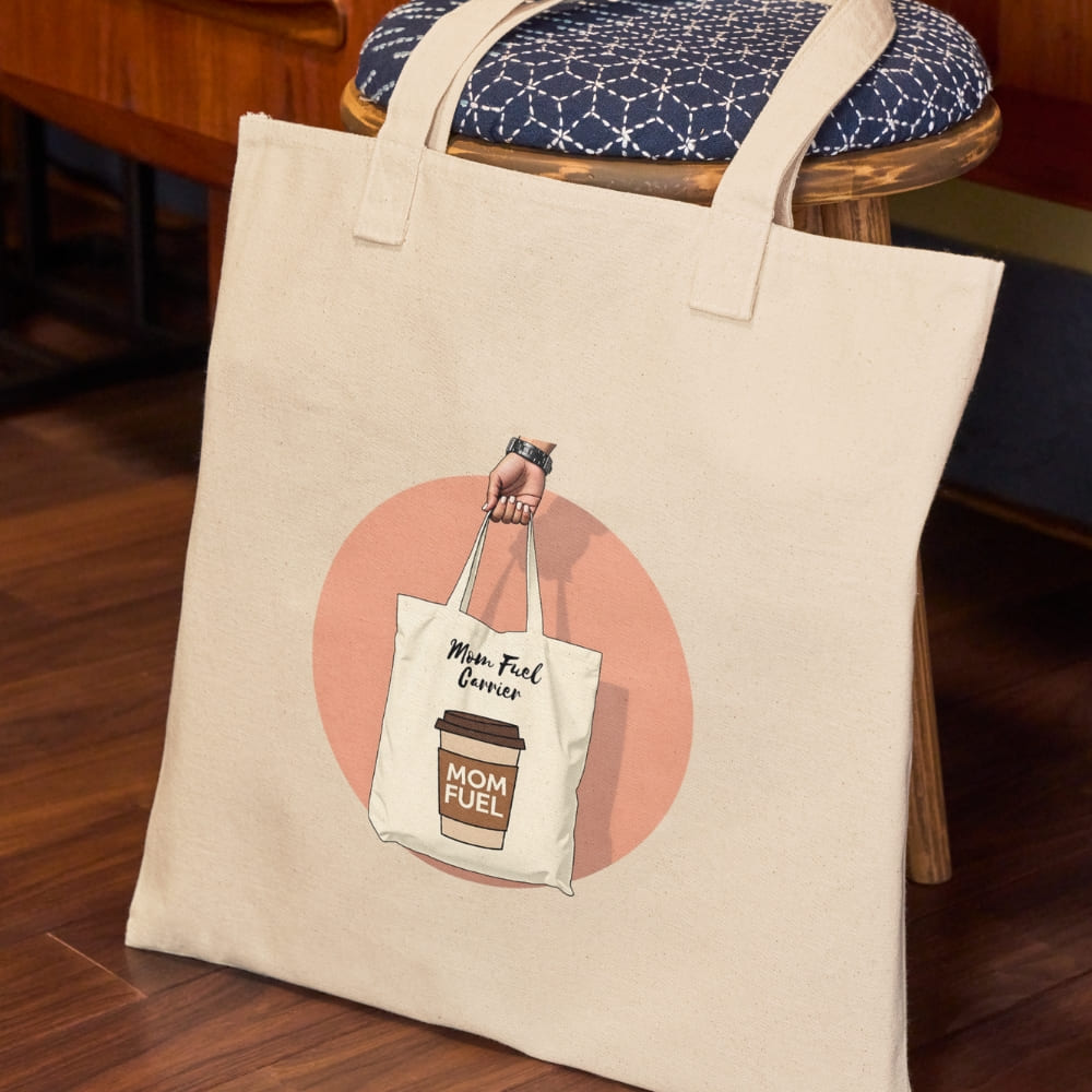 Mom Fuel Organic Cotton Tote Bag – Eco-Friendly & Stylish Carryall