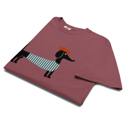 Brick t-shirt with a dog graphic on a white background
