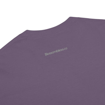 Close-up of a purple t-shirt on a white background