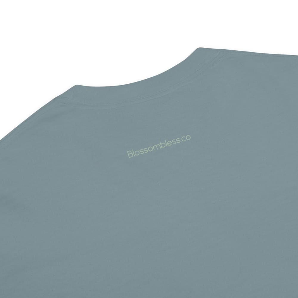 Close-up of a ice-blue t-shirt on a white background