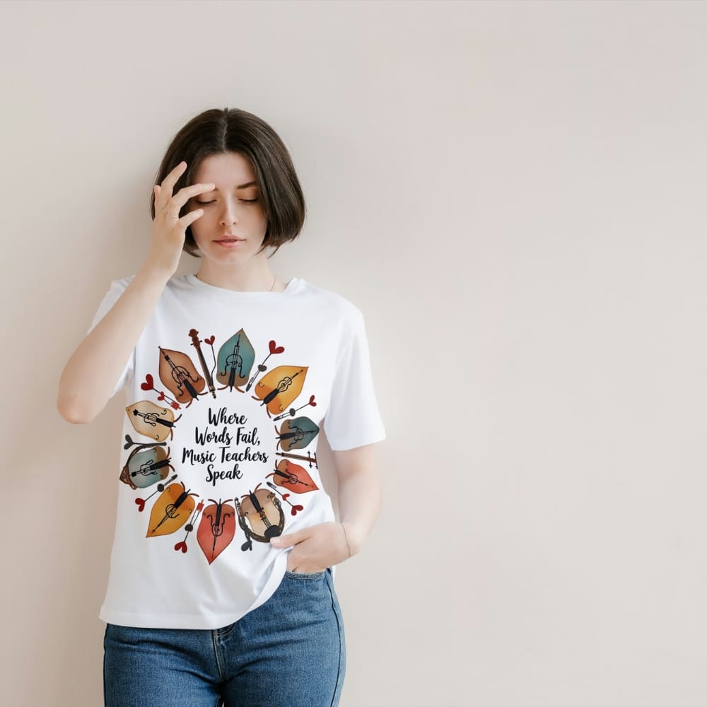 String Instrument Wreath Shirt – Eco-Friendly Music Lover Gift – Violin, Cello, Double Bass Leaf Design – Organic Cotton Apparel