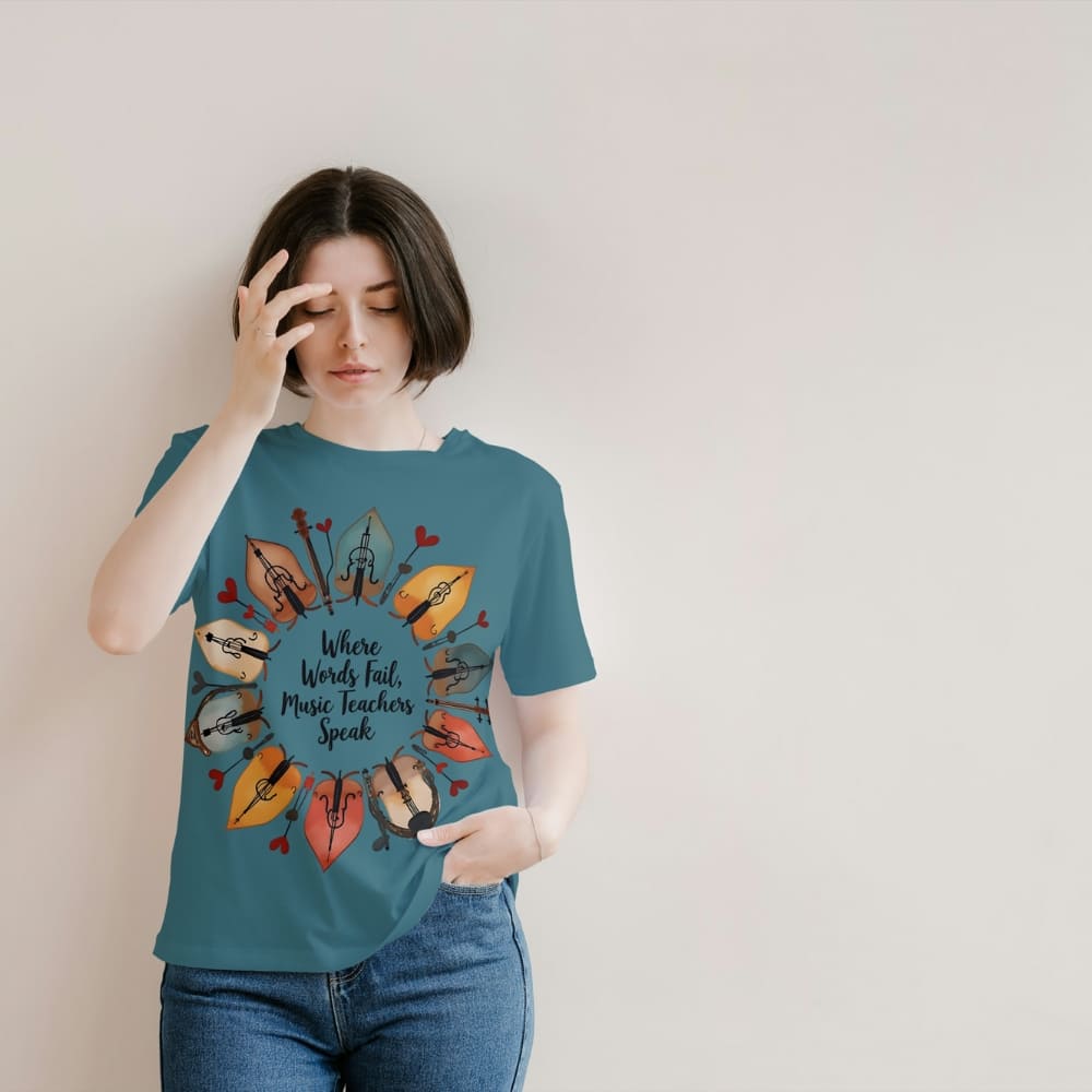 String Instrument Wreath Shirt – Eco-Friendly Music Lover Gift – Violin, Cello, Double Bass Leaf Design – Organic Cotton Apparel