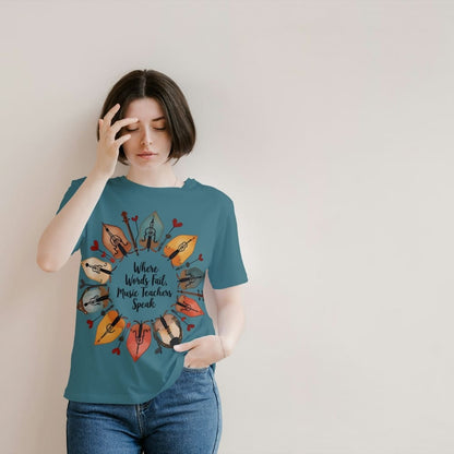 String Instrument Wreath Shirt – Eco-Friendly Music Lover Gift – Violin, Cello, Double Bass Leaf Design – Organic Cotton Apparel